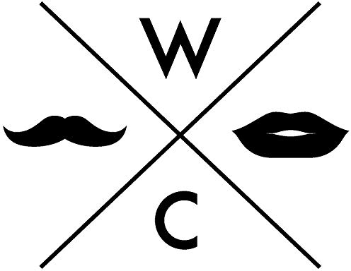 WC-Schild, Toilettenschild Bart & Kussmund, selbstklebend, Unisex, Schwarz, M