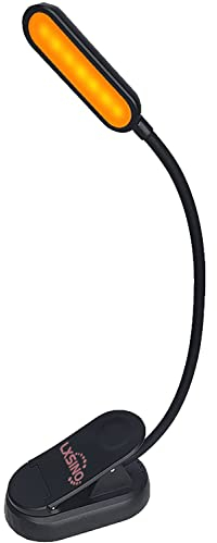 LXSINO Lámpara de libro recargable - Ámbar (1600 K) para leer por la noche, 3 niveles de brillo, batería de 1000 mAh hasta 30 horas