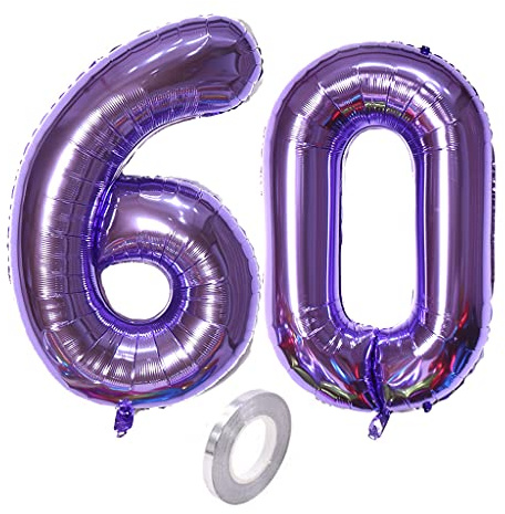 Palloncini numero 60 palloncini viola palloncini 60 compleanno ragazze Decorazione palloncino foil 60 numero viola XXXL 40 pallone gonfiabile 60 anni compleanno ragazze Decorazione