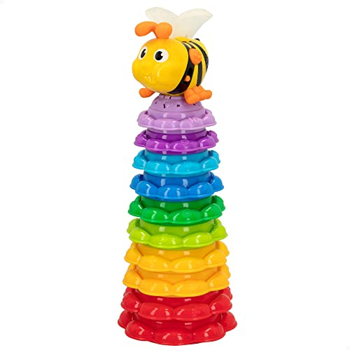 winfun Tour empilable, Tour empilable avec Musique et Sons, Jouet d'abeille Musical, Jouets éducatifs, Voix : Espagnol, 6 Mois, Comprend 2 Piles AAA