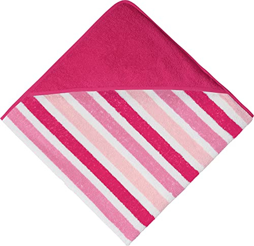 Erwin Müller Kinder-Kapuzenbadetuch, Kapuzenhandtuch Frottier rosa Größe 140x140 cm - saugstark, hautfreundlich, Streifen (weitere Größen)