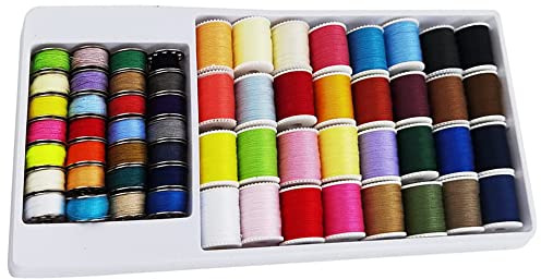 WANGCL Bobine per macchina da cucire Filato 60 pezzi Bobine da cucito Kit da viaggio Multicolore con scatola di immagazzinaggio Filo Accessori per macchine da ricamo