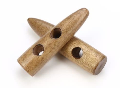 12 Stück Knebelknöpfe helles kaffeebraun 50mm Keil braun Knebel, 2 Löcher (6,5mm) Keilform längliche Knöpfe Keilknöpfe zum annähen nähen basteln - Jackenknöpfe Mantelknöpfe