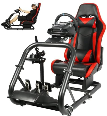 Dardoo Gaming Simulator Cockpit with Real Seat Fit for Logitech G29 G920 G923, for Thrustmaster T300RS, for Fanatec, Direct Drive Wheels, Sim Racing Stand,Without Wheel Pedal & Handbrake