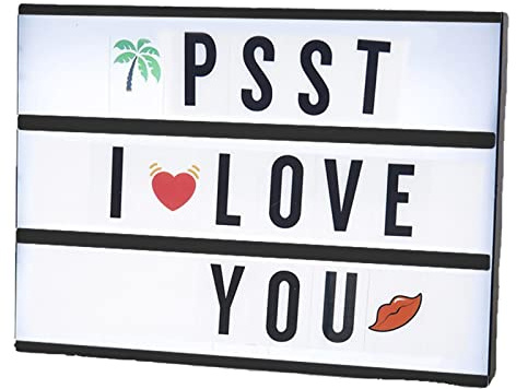 delr Tablero iluminado | Lightbox LED Home Decor con 96 letras y caracteres - Caja luminosa A4 para la decoración del restaurante del patio del pub del bar de la fiesta de la casa de boda