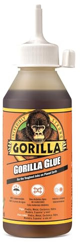 Gorilla Glue 1034800 - Pegamento de Poliuretano - 250 ml - Resistente - Piedra - Cerámica - Madera - Resistente al Agua