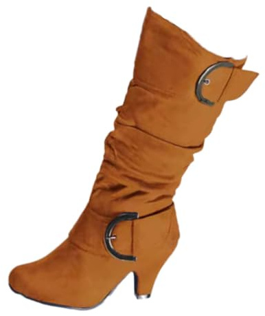 ticticlily Bottes de Moto Femme Rétro Bottines Cowboy Plates Chaussure de Sport Daim Bottes de Neige Hiver Marron 39 EU