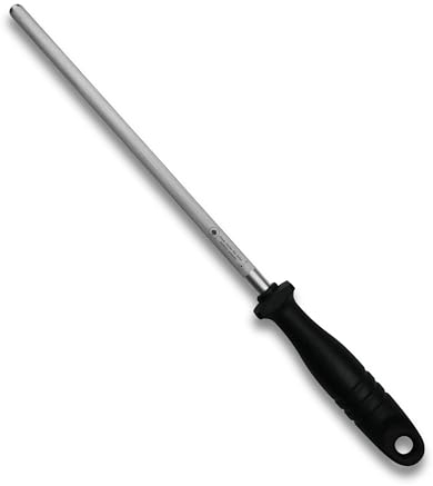 Profi Wetzstahl für Messer, Messerschärfer – 33,5cm, Spezialstahl, Messerschleifer, ergonomisch geformter Griff mit Fingerschutz, schwarz
