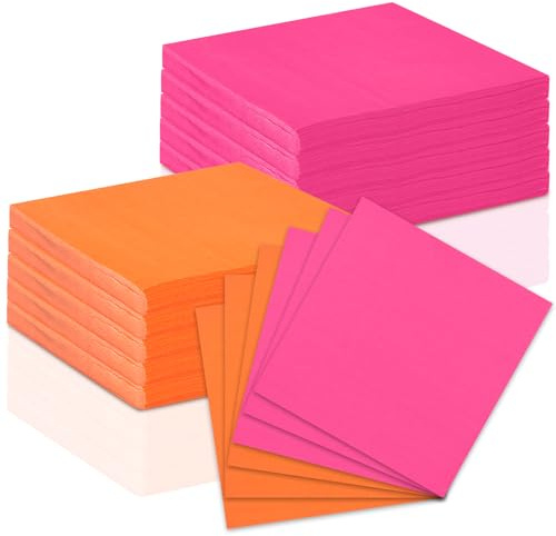 120 st rosa och orange pappersservetter 12,7 x 12,7 cm cocktailservetter dryck servetter rosa lunchservetter engångsfärger pappersservetter för Tequila soluppgång ungkarl fest födelsedag babyshower
