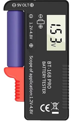 Comprobador de Pilas Digital, Probador Universal de Batería BT-168PRO Probador Testador de la Batería Analógica, Comprobador de Pilas Medidor Volt Checker de Voltaje de Baterías de Botón 1.5V 9V
