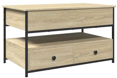 vidaXL Soffbord sonoma-ek 85x50x50 cm konstruerat trä och metall, vardagsrumsbord, vardagsrumsmöbel, bord med förvaring, vardagsrumsmöbler