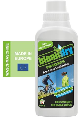 bionicdry Detersivo sportivo, pulizia igienica delicata per abbigliamento esterno, sportivo e funzionale con tecnologia Neutraroma®, per tessuti in tessuto a membrana, pile e lycra