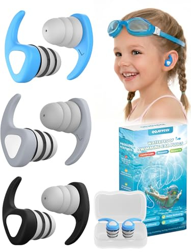 Tappi per Le Orecchie da Nuoto per Bambini, 3 Paia Tappi Orecchie Piscina Riutilizzabili Impermeabili, Protezione dell'orecchio per Doccia Nuoto Bagno per Bambini 3-10 Anni