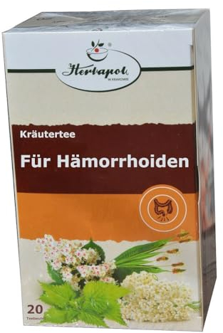 Bei Hämorrhoiden Tee, 20 x 2g, 6 Kräuter zur Unterstützung, mit Spitzwegerich, Roßkastanienblüten, wohltuend und effektiv, hemoriden