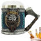 Gothic Beer Mug-Stainless Steel Horn Skull Beer Cup|vik-ing Beer Mug | Vik-ing Drinking Mug| Vik-ing Skull Mug Tankard | Rune Mug | Beer Stein Mug | Medieval Beer Mug for Coffee/Beverage/Juice