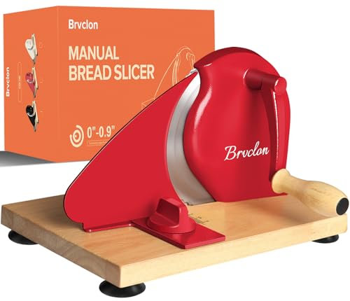 Manual Bread Slicer for Homemade Sourdough Bread, Adjustable Thickness, Evenly Slicing, Hand Crank Bread Slicer with Scale Line and Suction Cup, Sharp Blade, Suitable for Crusty Bread