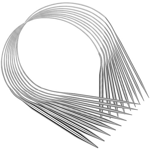 Coopay Rundstricknadeln Set 60cm, 9 Stück Edelstahl Stricknadeln, Metall 2,0-6,0mm, Praktisch