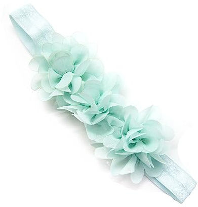 Blausky 5 pezzi fasce per capelli per neonati, in chiffon elasticizzato con 3 fiori, delicate fasce floreali per capelli, accessori per capelli, headwraps, dolci copricapo per neonati, bambini piccoli