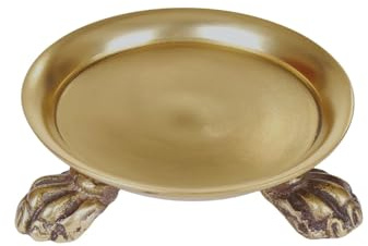 FlexAura Plated Brass Clawfoot Dish - Candle Tray - Vintage Decor - Brass Candle Holder - Pedestal Tray - Candle Ring Trinket Dish