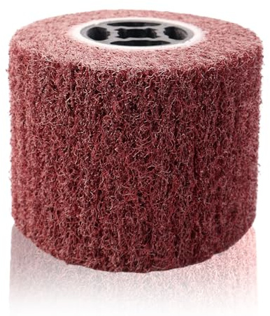 Mumjooyi Spazzola in Nylon Spazzola Abrasiva Rullo Satinato Smerigliatrice Angolare Manicotti Abrasivi per Levigatrice Levigatrice a Rullo per Lucidare Rosso 120 x 100mm - Grana 80