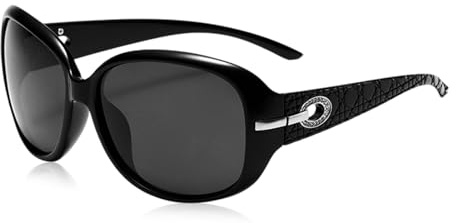 SAIIURV Occhiali da Sole Polarizzati Retrò Classici Rotondi, Grandi UV400 Protezione, Stile Classico e Retrò, Anni '70 Rotondi, Occhiali da Sole da Donna Adulti Moda per La Guida e i Viaggi (Nero)