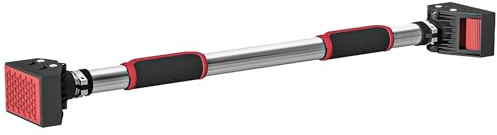 SPORTNOW Sbarra per Trazioni a Larghezza Regolabile 75-92 cm con Impugnature Antiscivolo, Barra Trazioni in Acciaio, ABS e Plastica, Carico 200kg, per Allenamento a Casa, Rosso e Nero