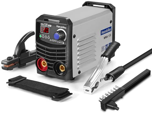 Harukiku MMA130 Mini Soldador Inverter 130A Digital, Maquina de Soldar a Electrodo Portátil y Compacta con Función Anti-Stick, Cables 3+2m, 21,5 x 14 x 8,5 cm, para Aficionados y DIY