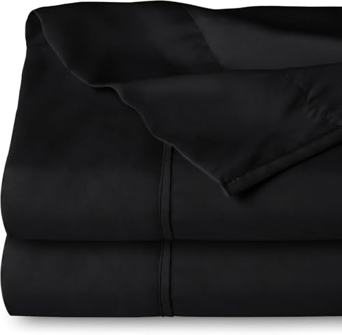 Yorkshire Bedding Flat Sheet Super King 2 Pack 100% Egyptian Cotton 200 Thread Count Hotel Quality Black Bed Sheets