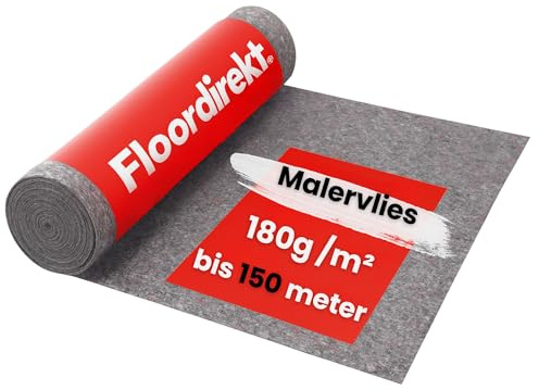 Floordirekt Tessuto non tessuto, 50 m x 1 m (50 m²), 180 g/m², con rivestimento antiscivolo, altamente assorbente e riutilizzabile per pittori e rivestimenti per pavimenti