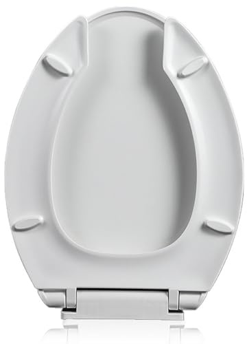 Asiento de inodoro alargado frontal abierto con cierre suave, tapa de plástico resistente, diseño fácil de limpiar para baños