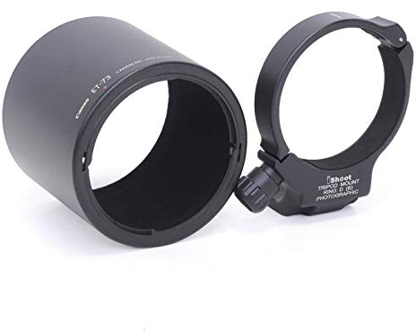 iShoot Anello di montaggio per treppiede Collare per obiettivo +paraluce ET-73 compatibile con Canon EF 100mm f/2.8L Macro IS USM (D), Porta Staffa Supporto Lenti Arca Fit Piastra a Sgancio Rapido