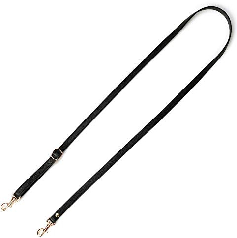 VanEnjoy Adjustable Genuine Leather Crossbody Straps Replacementc for Purse - Width 1/2“, Length 25”-51” (Black-Gold Buckles)