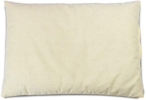 rucomfy Beanbags Organic Buckwheat Husk Bed Pillow in Plain Woven Unbleached 100% Cotton. Breathable Cooling Cushion for Enhanced Sleep. Supportive Pillow to Help Neck Pain. Arrives Filled (43 x 61cm)