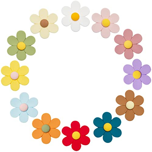 SUNURS Aimants Frigo 3D Fleur Mignonne, Aimants Décoratifs Colorés Drole pour Réfrigérateur, Casier, Tableau Magnétique, Cuisine, Tableau Blanc, Bureau (Grand et 12 Pièces)