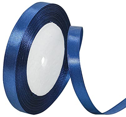 Navy Blue Satin Ribbon 10mm, 22M Solid Colors Fabric Navy Blue Ribbon for Crafting, Gift Wrapping, Balloons, DIY Sewing, Hair Bows, Xmas, Valentine, Presents Bouquets Floral Wedding & Cake Decoration