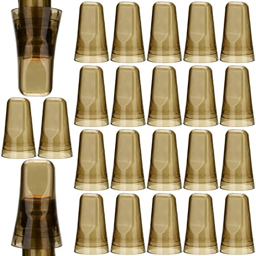 ZEAYEA 24 Pieces Universal Liquor Bottle Cover, Translucent Bottle Pour Dispenser Spout Dust Covers, Plastic Pour Dust Caps for Home Kitchen Tools Supplies