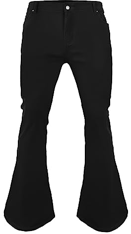 Mens Bell Bottom Pants 70s，Disco Flared Pants Fit 60s 70s Outfits for Men，Mens Bell Bottom Vintage Jeans Black