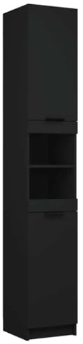 vidaXL Armoire de Salle de Bain Noir 32x34x188,5 cm Bois d'ingénierie