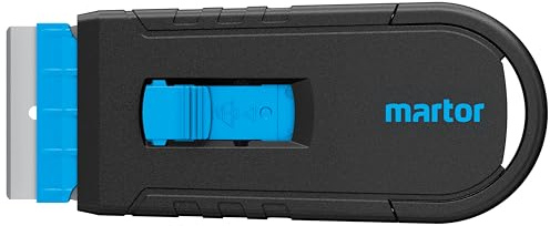 Raschietto MARTOR, SCRAPEX CLEANY, con lame arrotondate, raschietto per etichette, stretto, per destri e mancini, adesivo, plastica, lama sostituibile, ergonomico