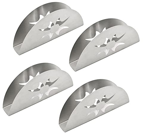 FEMONGY Serviettenhalter Edelstahl 4 Stück Serviettenständer - Silberner Serviettenspender für Tischdekoration in Restaurant, Café, Hotel oder Küche