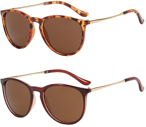 DAZZLUXE 2 Stück Sonnenbrillen Mit Hellbraunen Gläsern, Vollrahmen-Sonnenbrillen Mit Leopardenmuster, Retro-Sonnenbrillen, Modische Polarisierte Sonnenbrillen, Sonnenbrillen Für Männer Und Frauen.