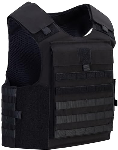 SHIELD Germany – skottsäker väst med SK1 – SK4 och stygnskydd, stickskyddsväst herr, säkerhetsväst, skyddande väst kulsäker svart, Utan ballistik, XXL