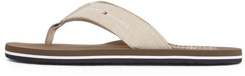 Tommy Hilfiger Tongs Homme Chambray avec du Lin, Beige (Beige), 46