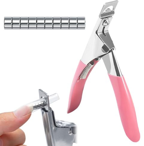 XPEX Tagliaunghie Professionali Con 10Pcs Misuratore Magnetico per Unghie in Gel, Trimmer Tagliapunte per Manicure e Unghie Artificiali (Rosa)