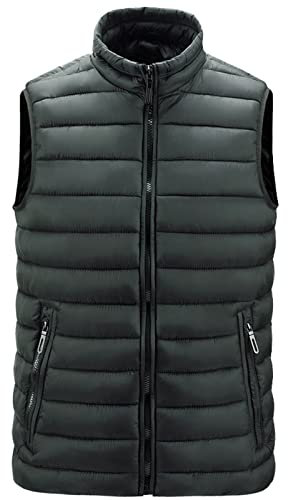 KONG JIMFAN Black-Friday Herren Steppweste Warm Herren Weste Mit Stehkragen Fleeceweste Outdoor Jacke Übergangsweste Multi Taschened Ärmellos Jacke Daunenjacken(Grün,3XL)