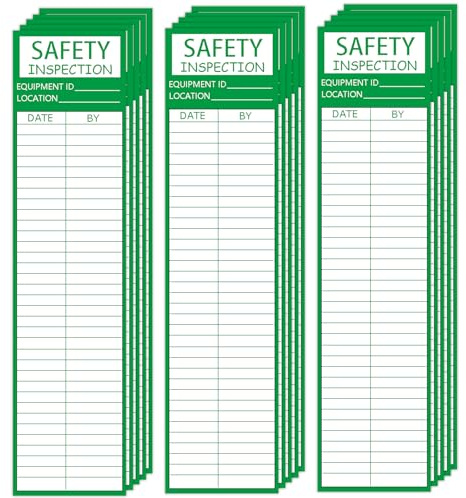 Lot de 50 autocollants d'inspection de sécurité - 21,6 x 5,1 cm - Vert - Étiquettes d'inspection de sécurité pour inventaire, échafaudages, échelles, machines d'extincteur