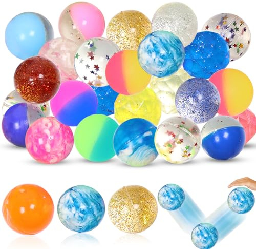 24 Pièces Balle Rebondissante, 27mm Balle Rebondissantes Enfant, Balles Rebondissantes Enfant, Caoutchouc Rebondissantes Balles, Cadeau Anniversaire Enfants Invites, Goodies Anniversaire Enfants