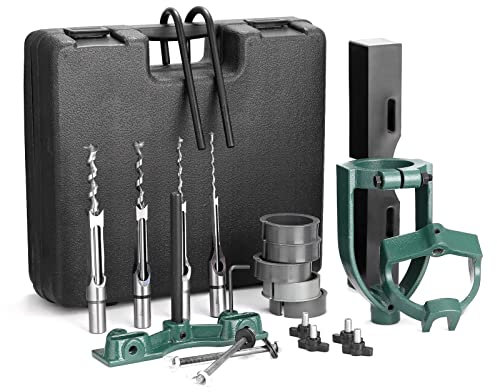 Mortising Attachment for Drill Press, Bench Drill Locator Set for Mortising Chisels Drilling Machine, Square Hole Hollow Chisel Mortiser Drill Bit for Woodworking, Mortise and Tenon Joint Tools