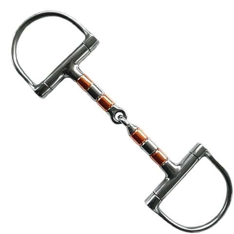 Generisch Trensengebiss für, Trensengebiss aus Edelstahl - Kupfer-Mundtrense | D-Ring-Trensengebiss, eingelenkiges Pferdegebiss, professionelles Ring-Trensengebiss für