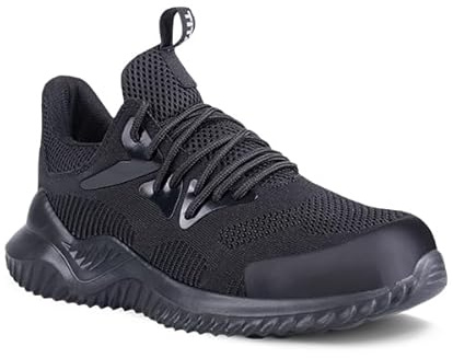 Titan Safety Footwear Thunder SBP SRA Lightweight Safety Trainers, Breathable Knitted Fabric, Steel Toe Cap Mens Womens Safety Shoes, Metal-Free Protective Steel Midsole, Safety Shoes - Size 9 Black